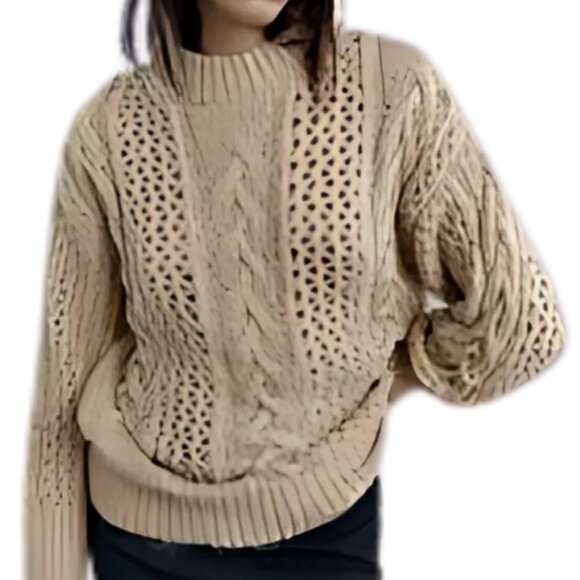 Zara Metallic Thread Cableknit Sweater - Picture 1 of 3